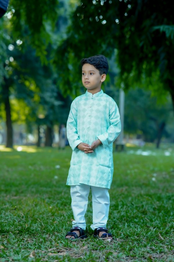 বেবি প্রিন্টেড কটন পাঞ্জাবি- গ্রিন