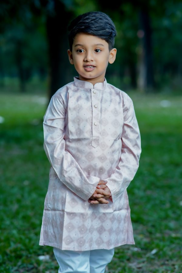 বেবি প্রিন্টেড কটন পাঞ্জাবি- গ্রে